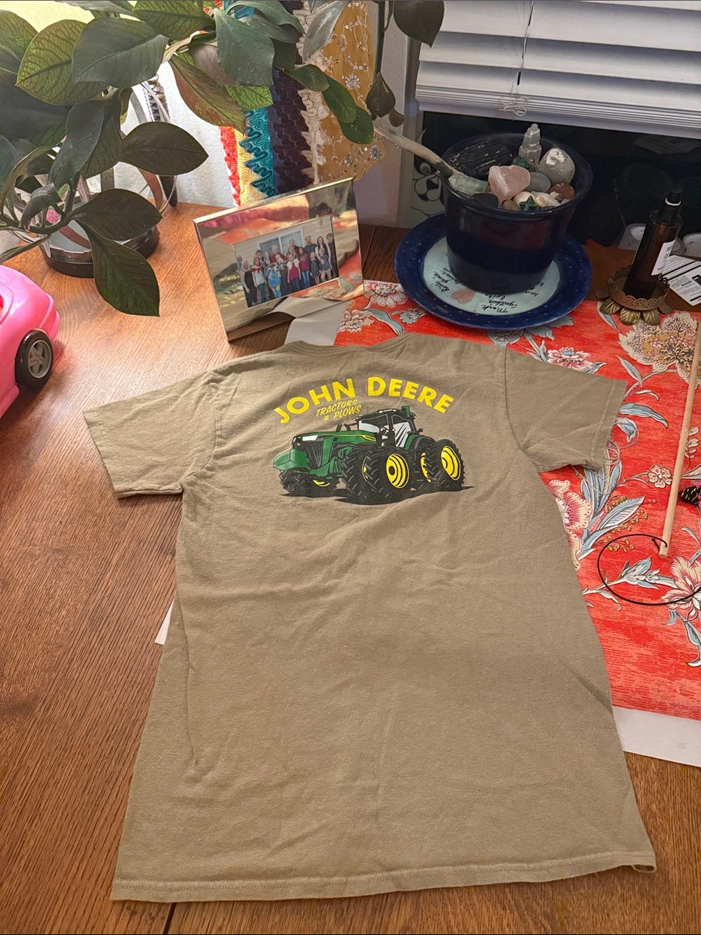 John Deere Brown Tee with Green & Yellow Tractor Graphic